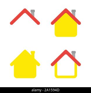Vector icon set of house. Flat color style. Stock Vector