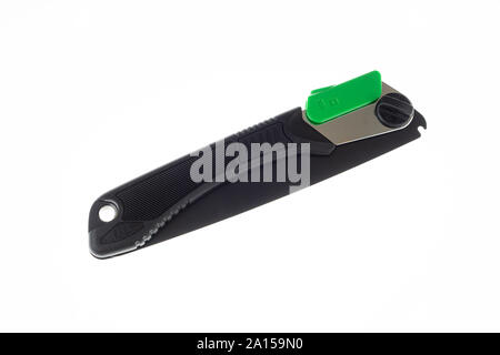 Folding handsaw in folded state isolated on white Stock Photo