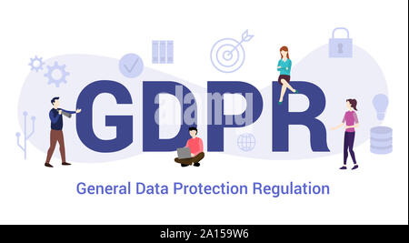 gdpr general data protection regulation concept with big word or text and team people with modern flat style - vector illustration Stock Photo