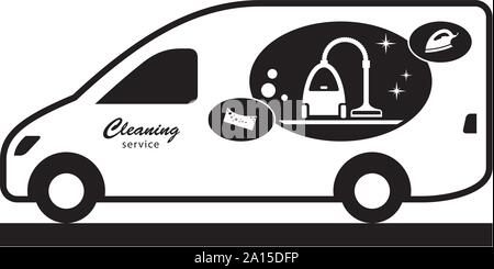 Cleaning service van - vector illustration Stock Vector