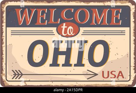 Welcome to Ohio vintage grunge poster, vector illustrator Stock Vector