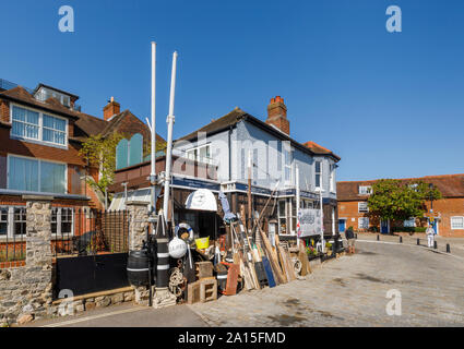 Cluttered fine art shop in Hamble-le-Rice, a coastal village in the Solent in the Borough of Eastleigh, Hampshire, south coast England, UK Stock Photo