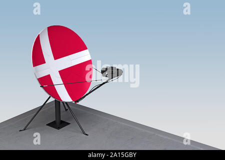 satellite dish with the flag of Denmark. 3d rendering Stock Photo