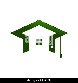 Graduation Cap Home Shape Space Vector Symbol Graphic Logo Design Template Stock Vector