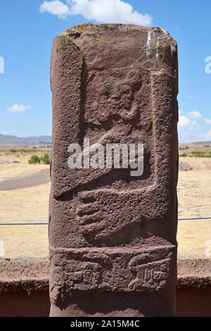 The monumental stone statue from Tiwanaku, Bolivia Stock Photo