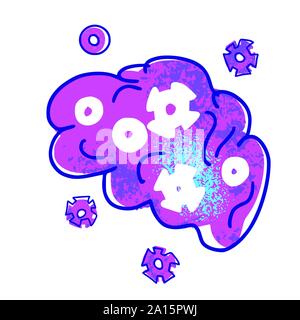 Cognitive science concept. Human brain in doodle style. Stock Vector