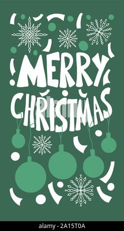 Merry Christmas. Stylized lettering. Story post with hand drawn text. Vector illustration. Stock Vector