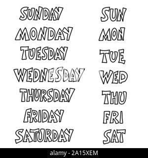Days of the week in English lettering style on a black background for  printing and design.Vector illustration. 17116783 Vector Art at Vecteezy