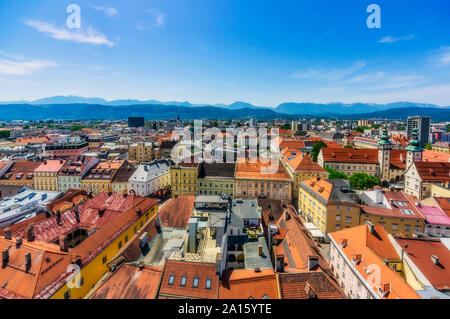 Austria, Carinthia, Klagenfurt am Worthersee, High angle view of old town