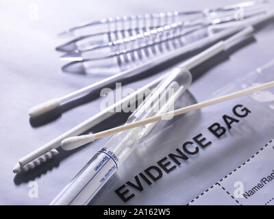 Forensic evidence tools for collecting samples Stock Photo