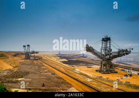 View over brown coal opencast mine Garzweiler, Germany Stock Photo