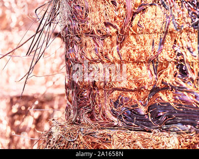 Austria, Tyrol, Brixlegg, Pressed electronic copper wires in junkyard Stock Photo