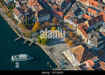 Germany, Baden-Wurttemberg, Uberlingen, Aerial view of Lake Constance and old town Stock Photo