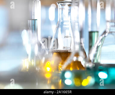 Chemical Research, A range of chemical formulas being developed in the laboratory for research into new products Stock Photo