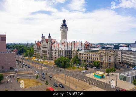 New Town Hall by road in city of Leipzig against sky Stock Photo