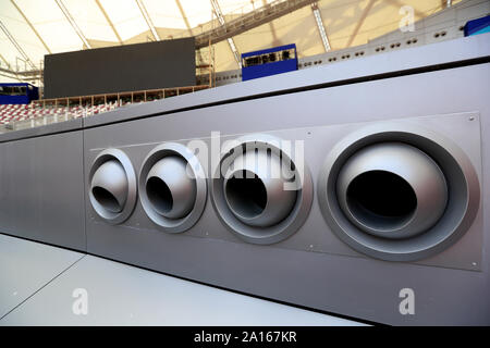 Air conditioning units at the Khalifa International Stadium ahead of the 2019 IAAF World Athletics Championships which takes place in Doha, Qatar, between the 27th September and 6th October, 2019. Stock Photo