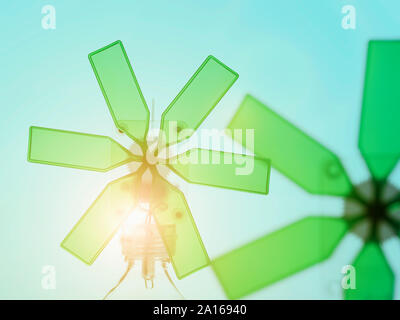 Green Energy, Science experiment of how wind energy produces power Stock Photo