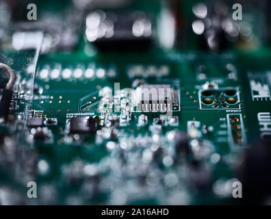 Circuit board with electronic components Stock Photo