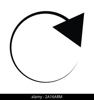 Circular, circle arrow right. Radial arrow icon, symbol. Clockwise rotate, twirl, twist concept element. Spin, vortex pointer. Whirlpool, loop cursor Stock Vector