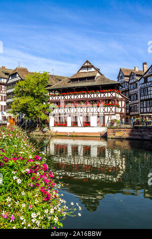 France, Strasbourg, Buildings in old town by Ill river Stock Photo