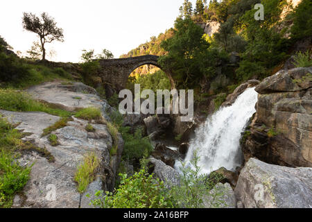 Waterfall by Ponte da Mizarela in Peneda-Geres National Park Stock Photo