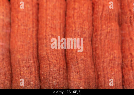 blurred juicy texture of real minced meat. beautiful red background. blur, soft focus, Stock Photo