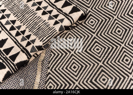 Black and white ethnic fabric designs Stock Photo