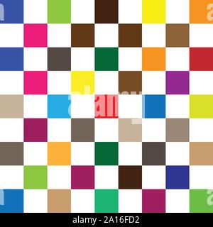 seamless random squares, mosaic tiles pixelated, pixels colorful vibrant, vivid background / pattern. blocks repeatable pattern. checker, chequered gr Stock Vector