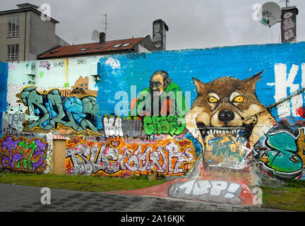 Graffiti at Hjartagarourinn in Reykjavik, Iceland. "Heart Park" was a colorful area of downtown Reykjavik with graffiti (2009-14) but now redeveloped. Stock Photo