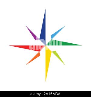 Navigation Compass Rose Social Star Vector Symbol Graphic Logo Design Template Stock Vector