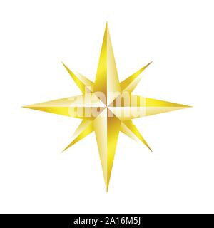 Compass Rose Navigation Golden Star Vector Symbol Graphic Logo Design Template Stock Vector
