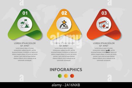 Vector infographic template with triangles and three circles. Business geometric concept with 3 options, parts, steps. Used as timeline, workflow Stock Vector
