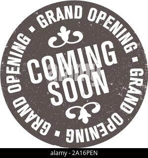 grungy round GRAND OPENING COMING SOON rubber stamp print vector illustration Stock Vector