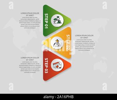 Vector infographic template with triangles and three circles. Business geometric concept with 3 options, parts, steps. Used as timeline, workflow, pre Stock Vector