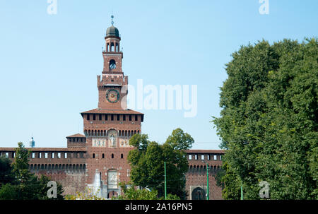 Italy, Lombardy, Milan, Castello Sforzesco, Sforza Castle, Filarete Tower Stock Photo