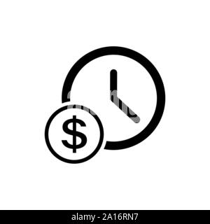 Time is money icon. Clock and dollar line symbol. Stock Vector