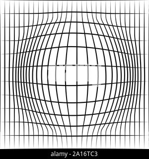 3D circular burst. Convex globe, sphere, orb distort. Inflate design pattern. Radiation, bulge, bloat effect. Radial, radiating warp. Bulb, relief pro Stock Vector