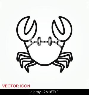Crab vector icon. crab sign on background Stock Vector