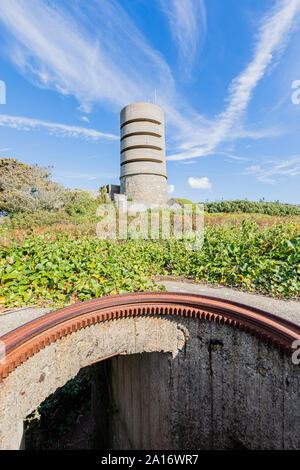 Second World War German observation tower at Fort Saumarez in Guernsey Stock Photo