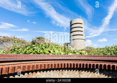 Second World War German observation tower at Fort Saumarez in Guernsey Stock Photo