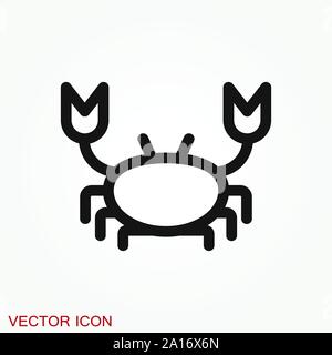 Crab vector icon. crab sign on background Stock Vector
