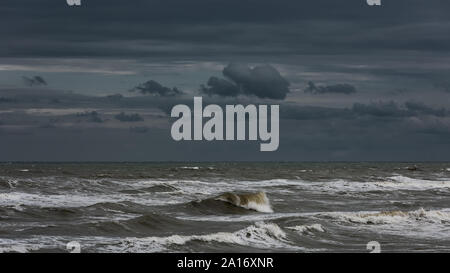 Storm at sea, big foamy waves Stock Photo
