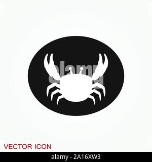 Crab vector icon. crab sign on background Stock Vector