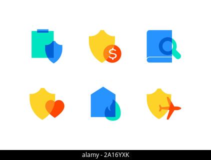 Insurance and security - flat design style icons set Stock Vector