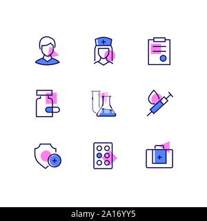 Medicine and healthcare - line design style icons set Stock Vector