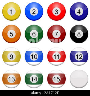 Illustration of  colored and numbered billiard balls Stock Photo