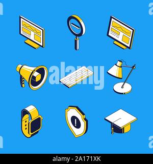 Business and education - vector isometric icons set Stock Vector