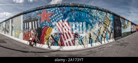 East Side Gallery, part of the former Berlin Wall, Berlin, Germany Stock Photo