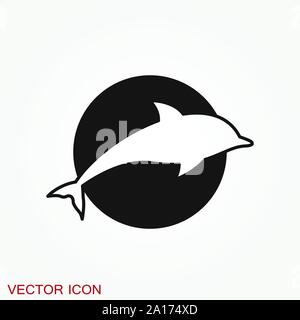 Dolphin icon, aquatic mammal vector icon for animal apps and websites Stock Vector