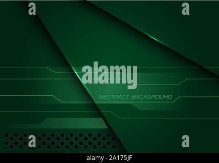 Abstract green metallic overlap cyber design modern futuristic technology background vector illustration. Stock Vector